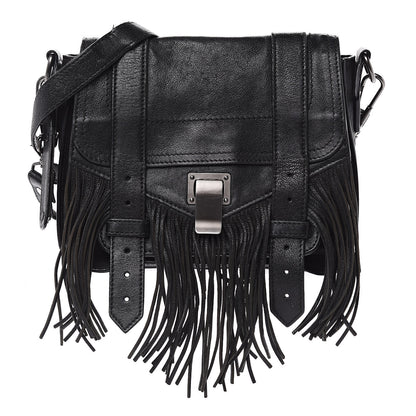 Proenza Schouler Lambskin Fringe PS1 Crossbody Pouch Black 1 of 13