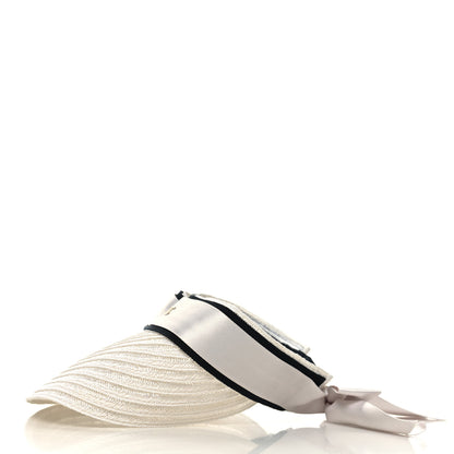 Chanel Abaca Cotton Ribbon Visor S Ecru White 6 of 8