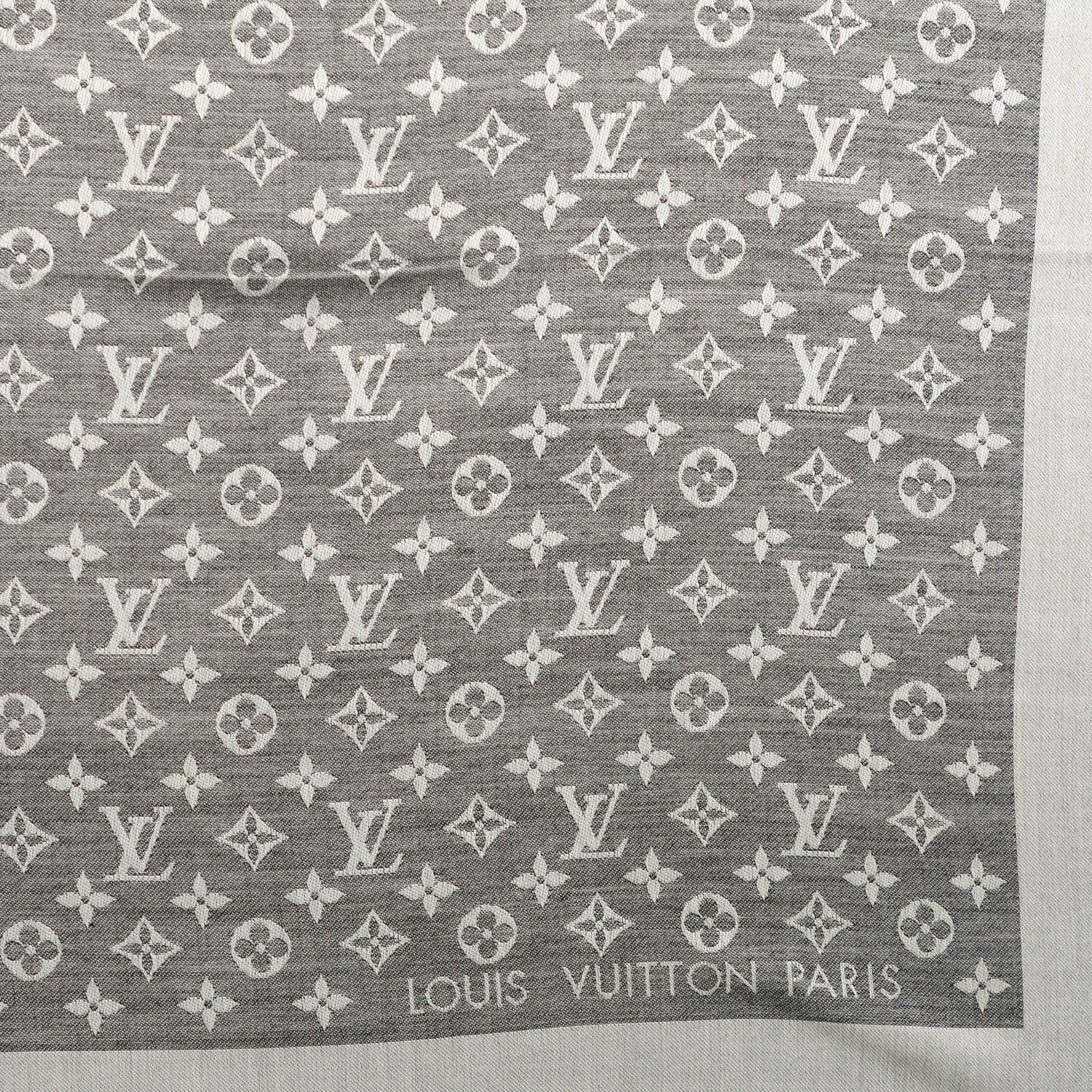 Louis Vuitton Wool Silk Monogram Denim Shawl Black 4 of 5
