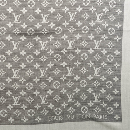 Louis Vuitton Wool Silk Monogram Denim Shawl Black 4 of 5