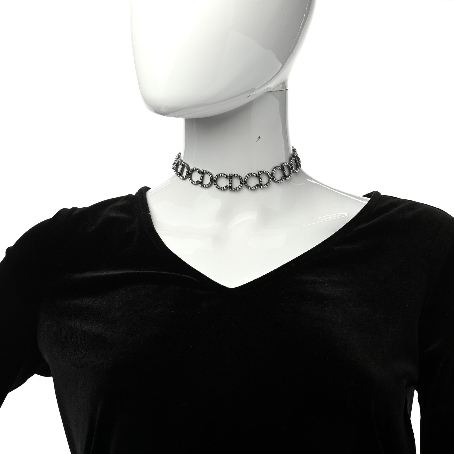 Christian Dior Metal Logo CD Choker Necklace Ruthenium 2 of 5