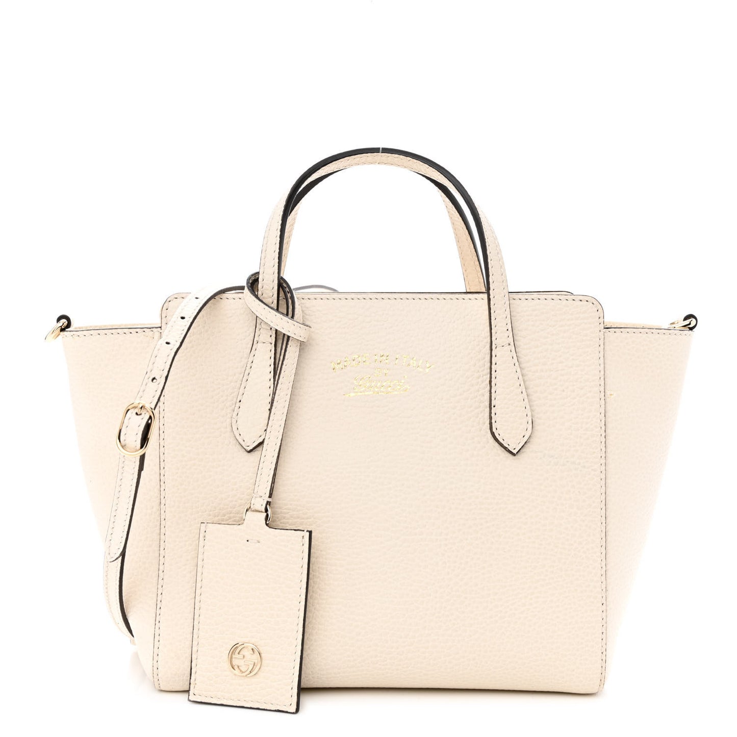 Dollar Calfskin Mini Swing Top Handle Bag Mystic White