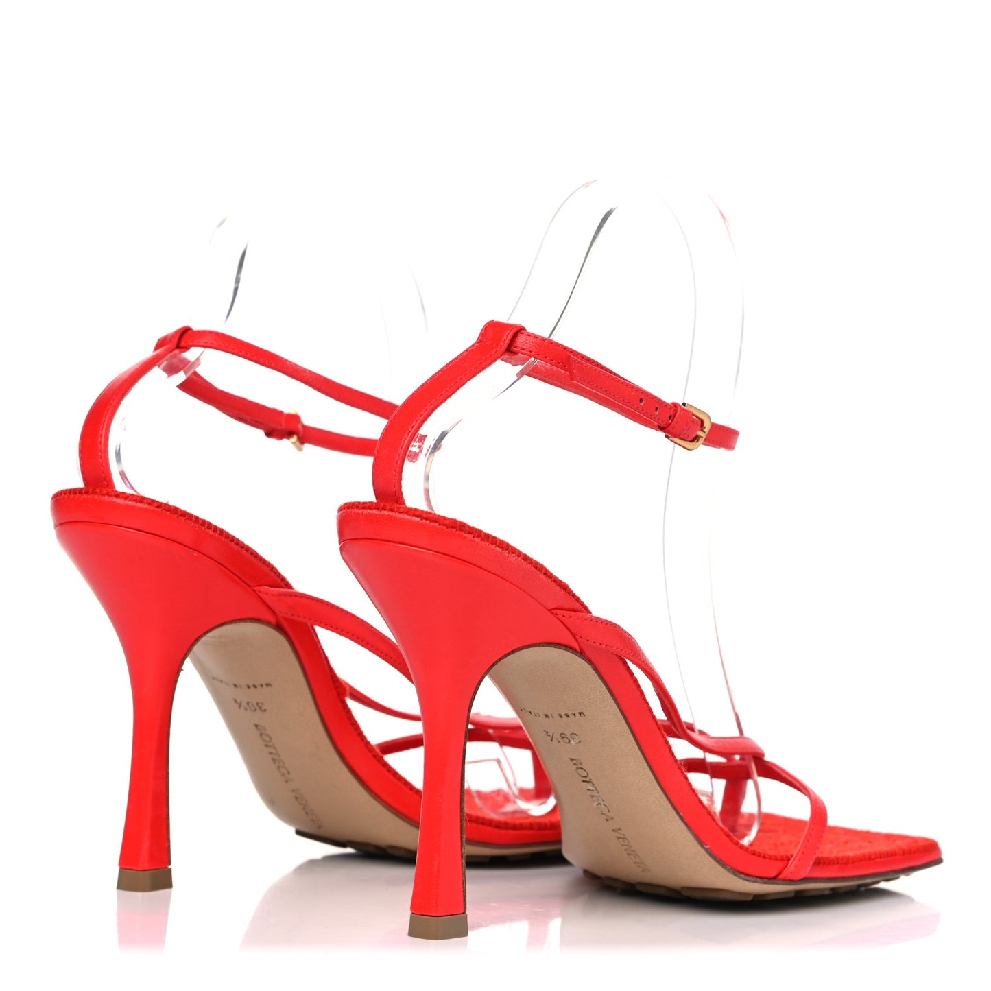 Nappa Rope Stretch Multi Strap 90mm Sandals 39.5 Tomato