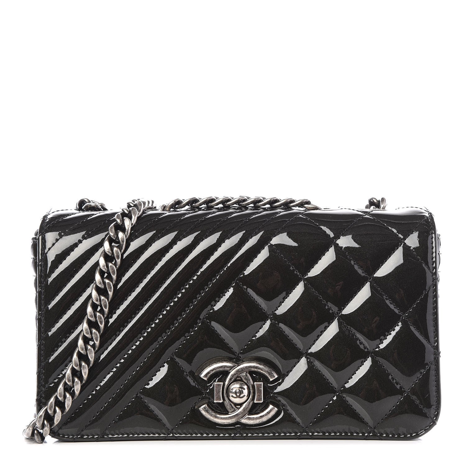 Chanel Patent Quilted Small Coco Boy Flap Black 1 of 10