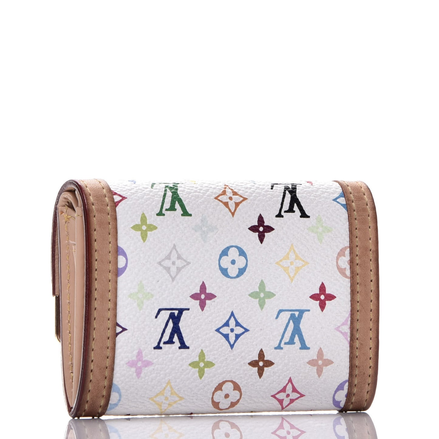 Monogram Multicolor Porte-Monnaie Plat Coin Purse White