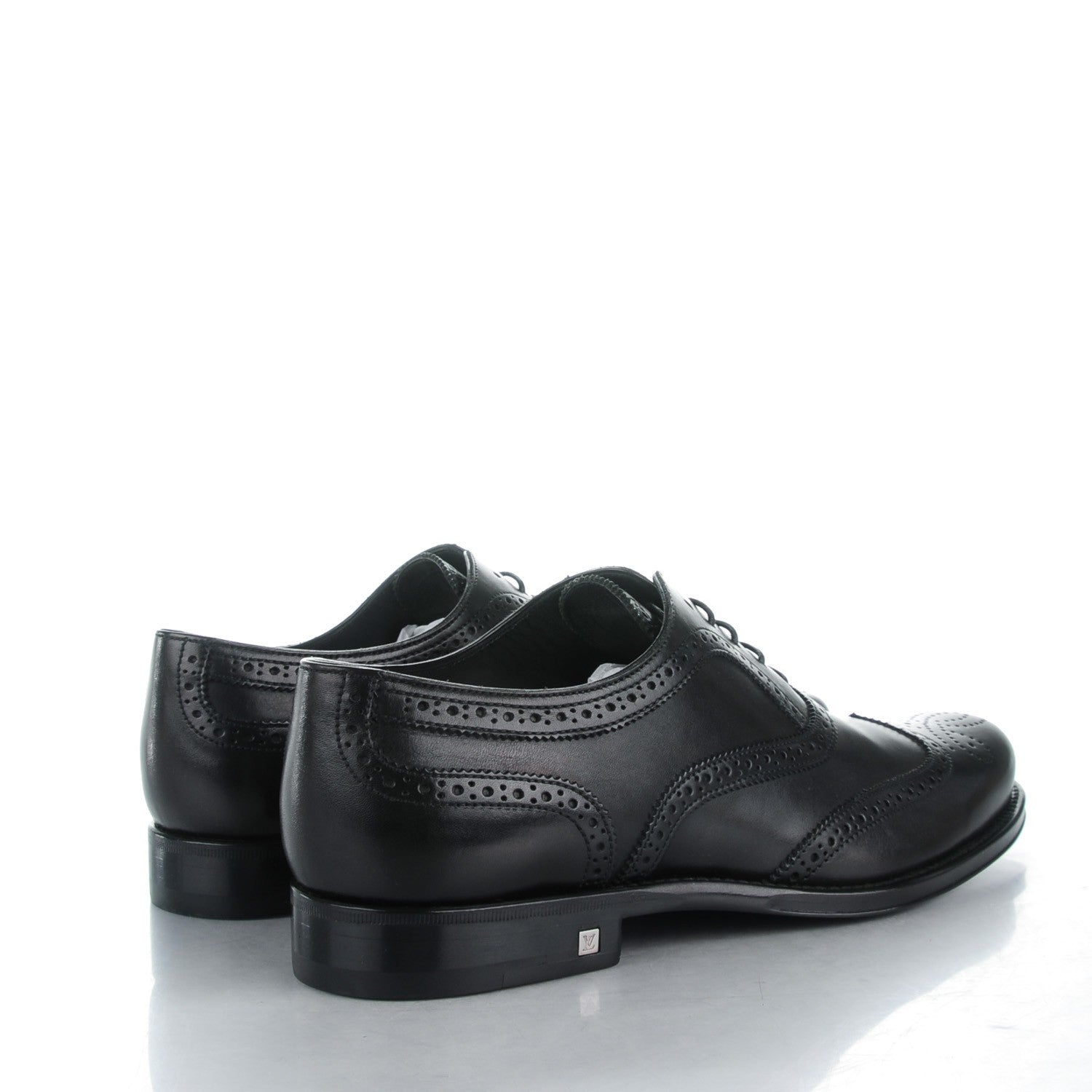 Louis Vuitton Calfskin Mens Wingtip Oxfords 6.5 Black 4 of 9