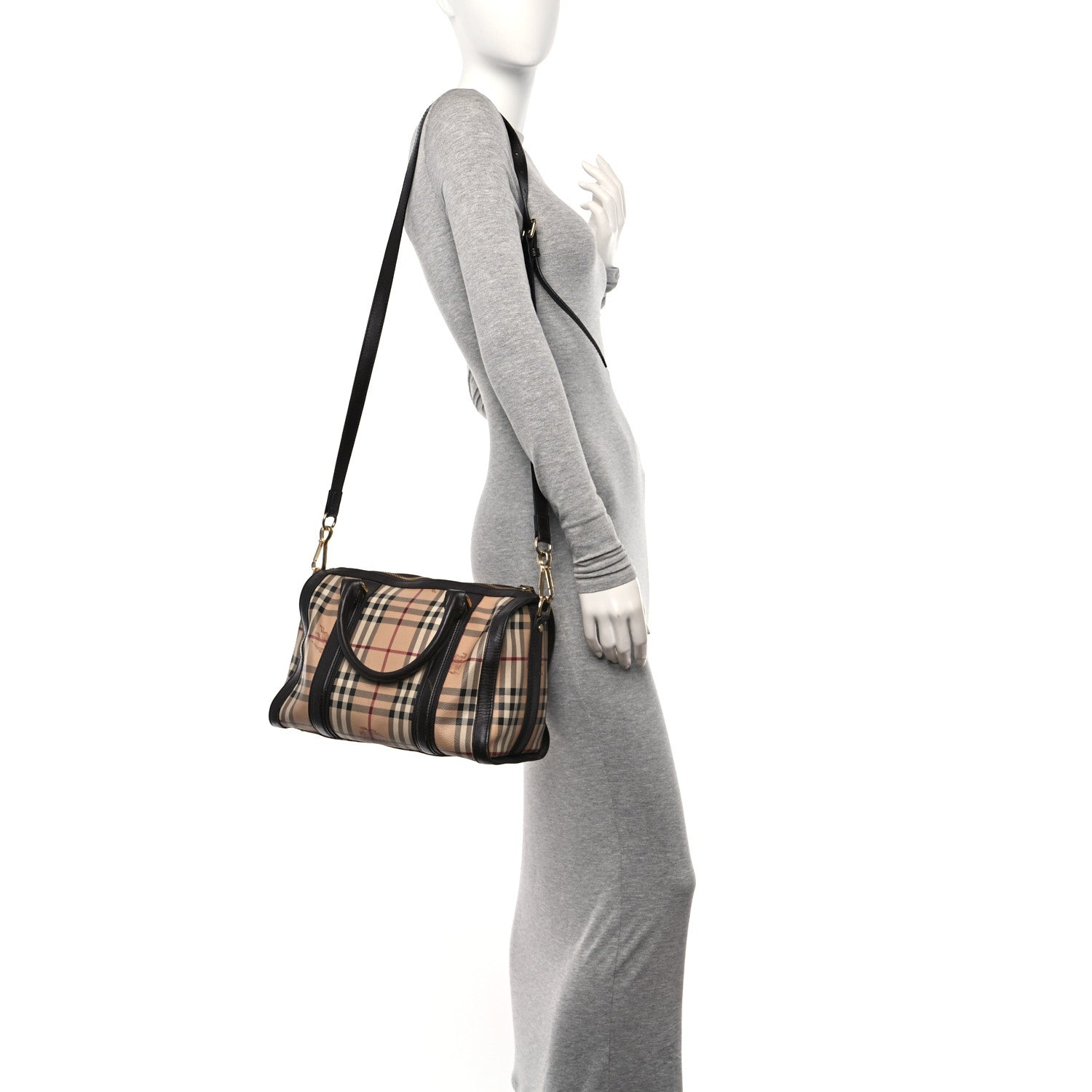 Burberry Haymarket Check Medium Alchester Bowling Bag Chocolate 1 of 14