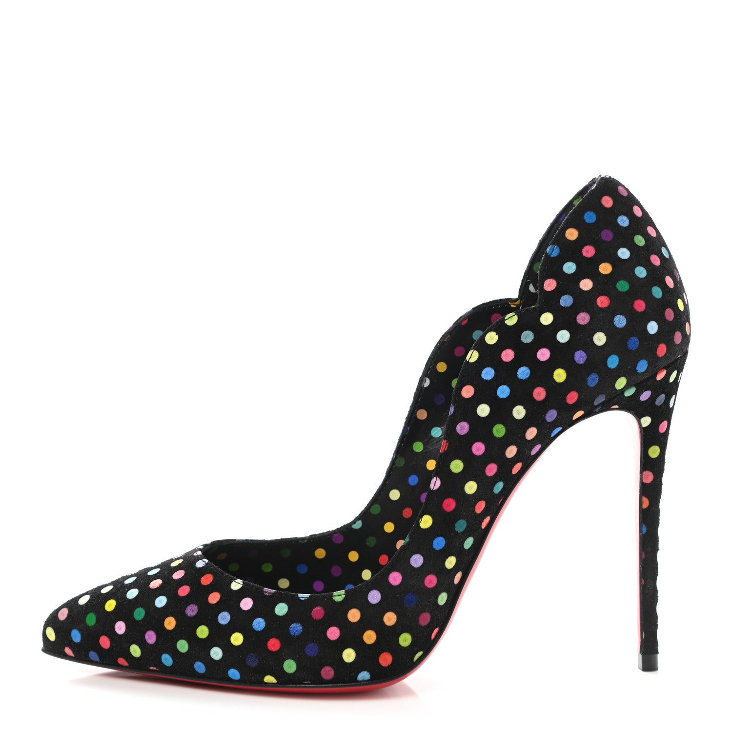 Christian Louboutin Suede Polka Dot Hot Chick 100 Pumps 36.5 Black Multicolor 1 of 8