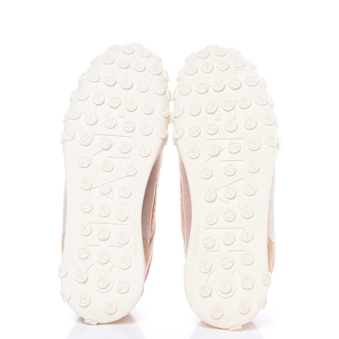 Wool Nylon Lambskin Suede Calfskin Womens Logo Sneakers 38.5 Beige Pink