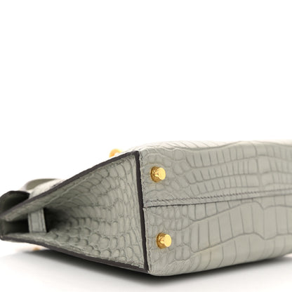 Hermes Matte Alligator Mini Kelly Sellier 20 Gris Ciment 9 of 11