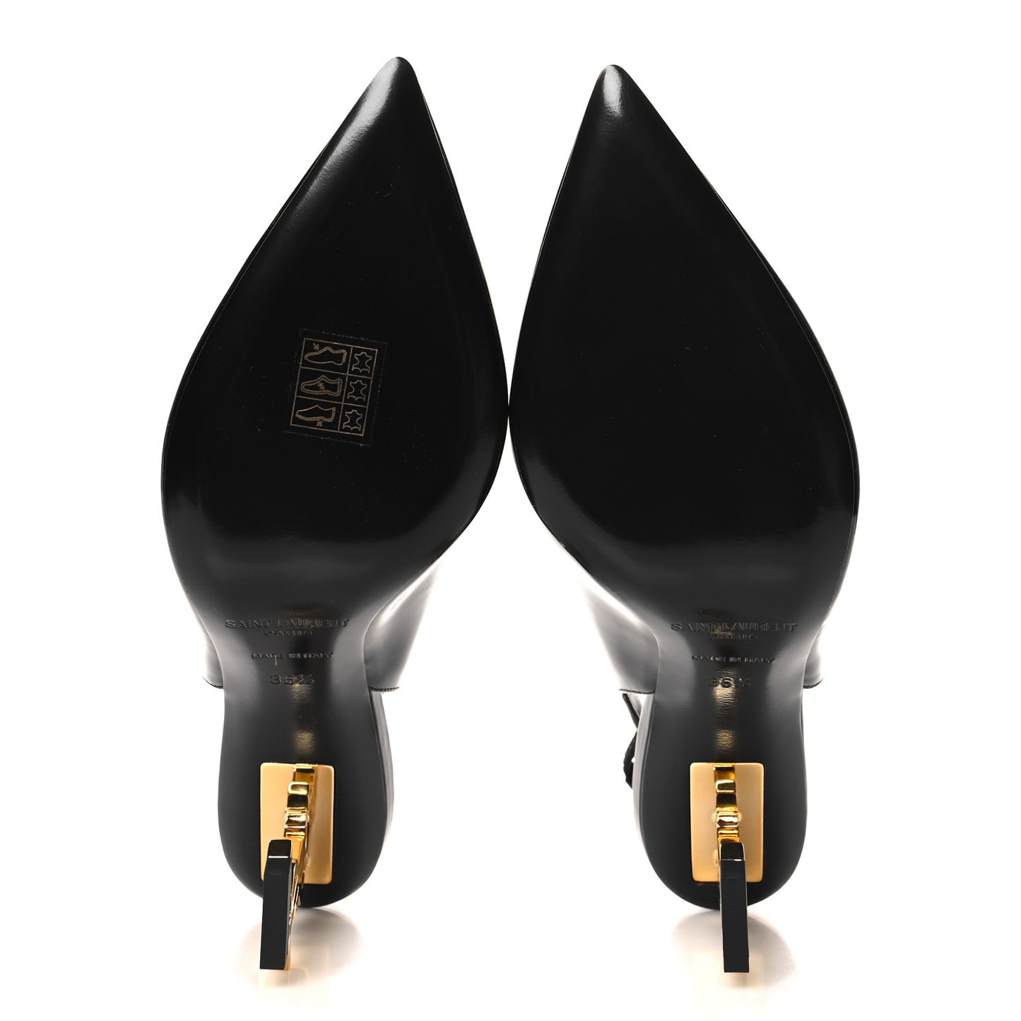 Patent Opyum 85 Slingback Pumps 36.5 Black Gold