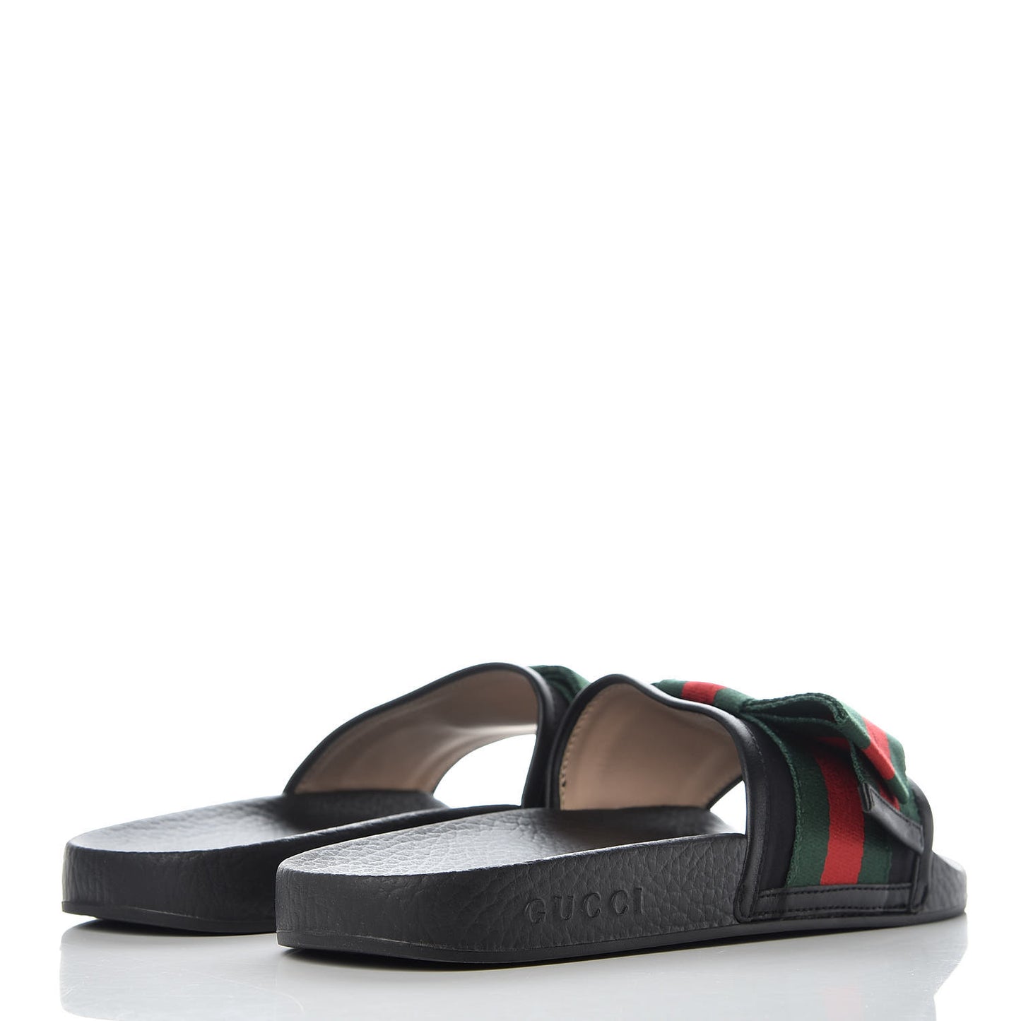 Satin Web Bow Slide Sandals 38 Black