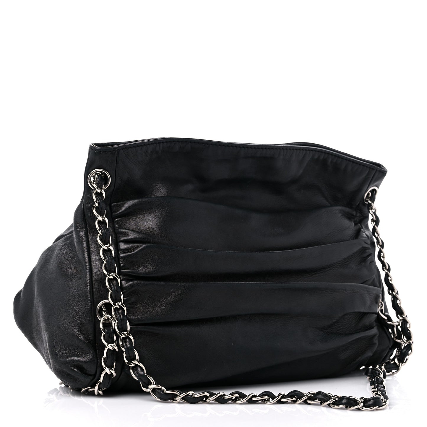 Lambskin Large Sharpei Shoulder Bag Black