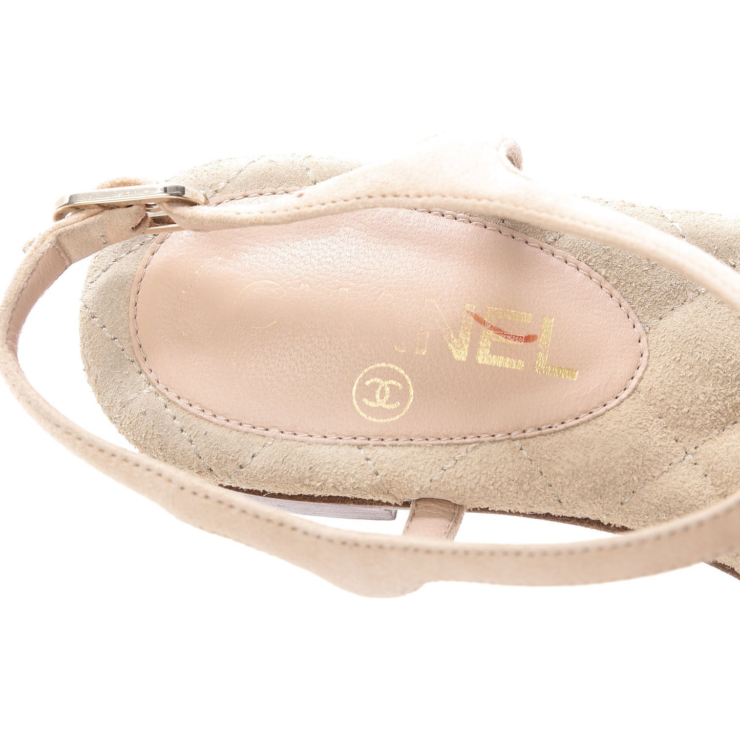 Kid Suede Crystal Dubai CC Thong Sandals 35 Beige