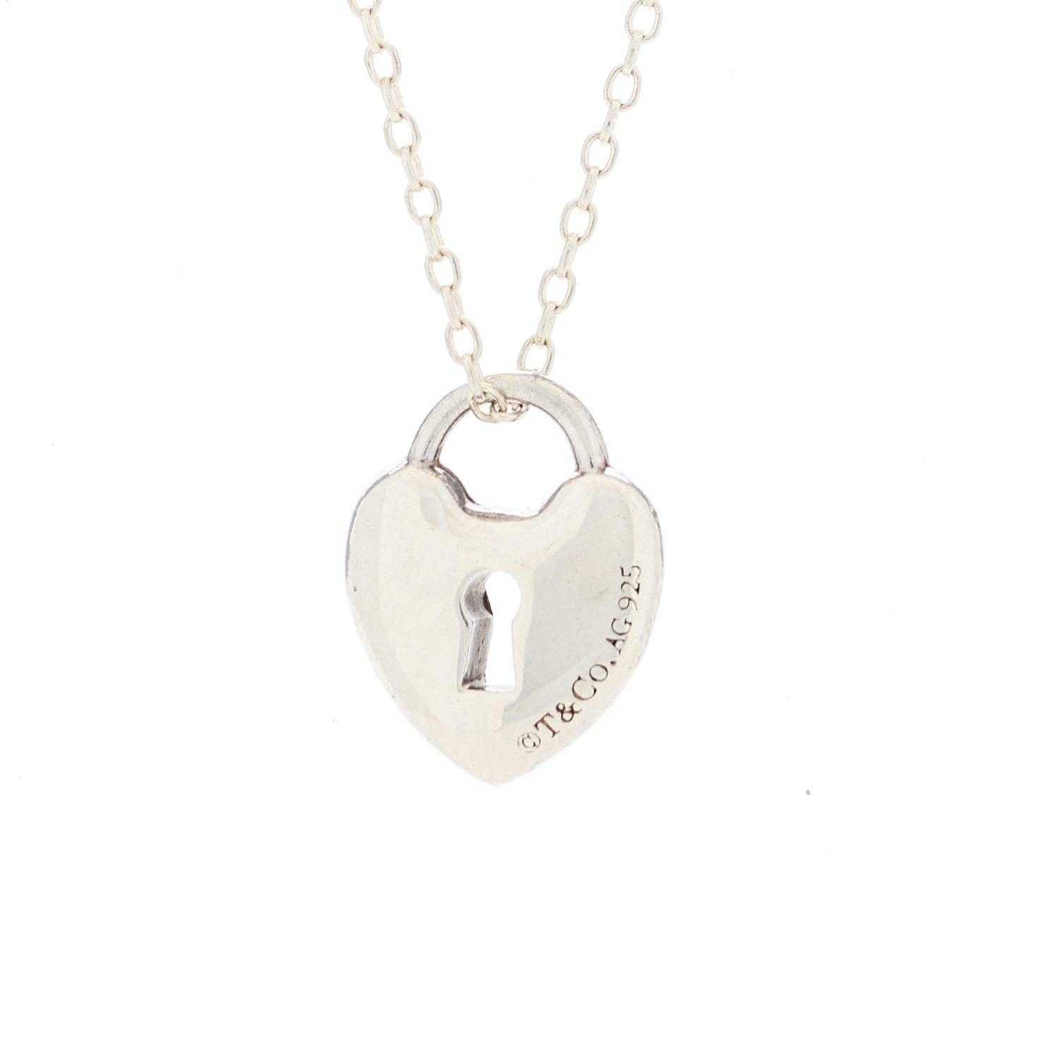 Tiffany Sterling Silver Enamel Heart Lock Pendant Necklace Red 4 of 6