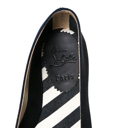 Christian Louboutin Canvas Lougalia Appliquéd Cario Loubi Flat Espadrilles 37 Version Blue 6 of 7