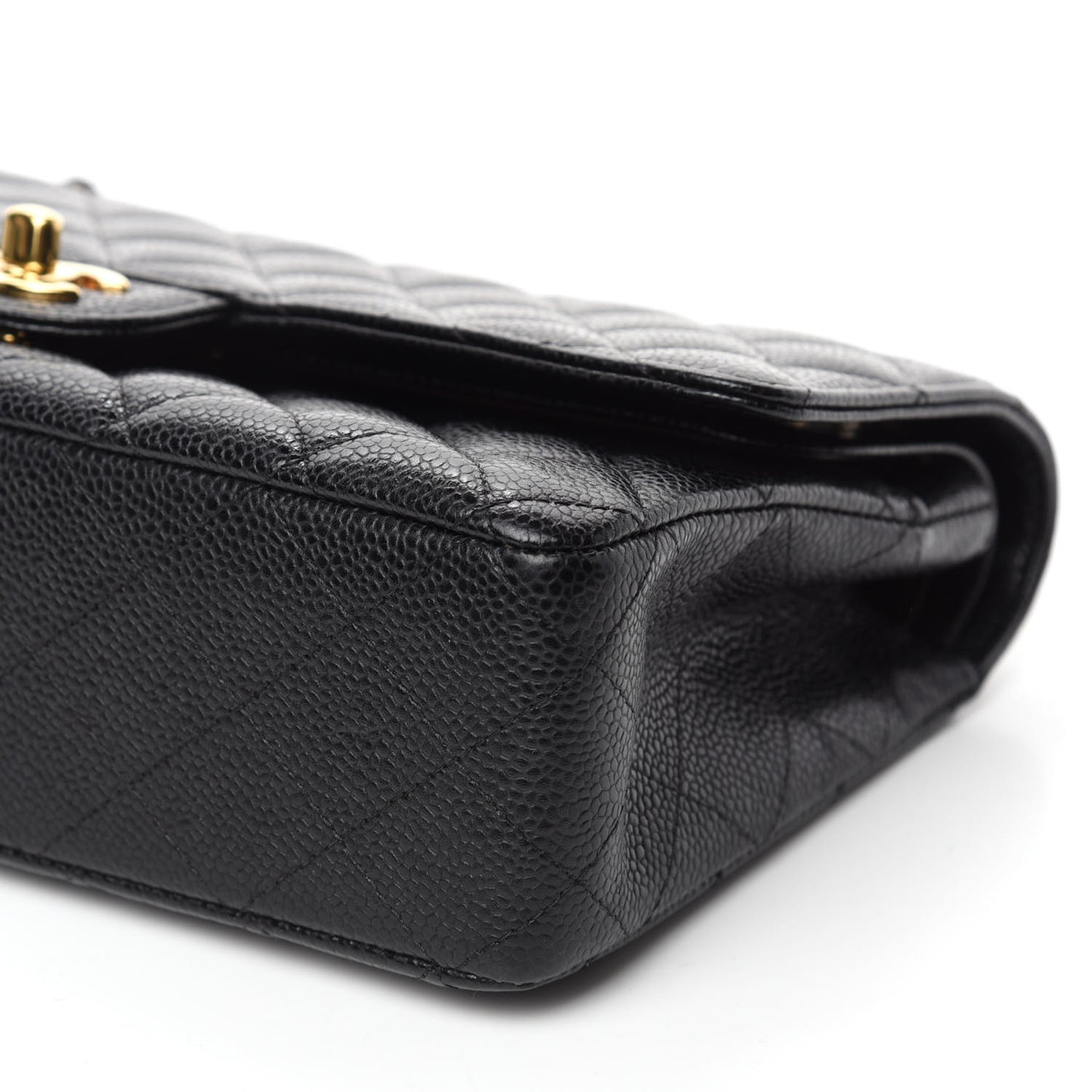 Caviar Quilted Medium Double Flap Black