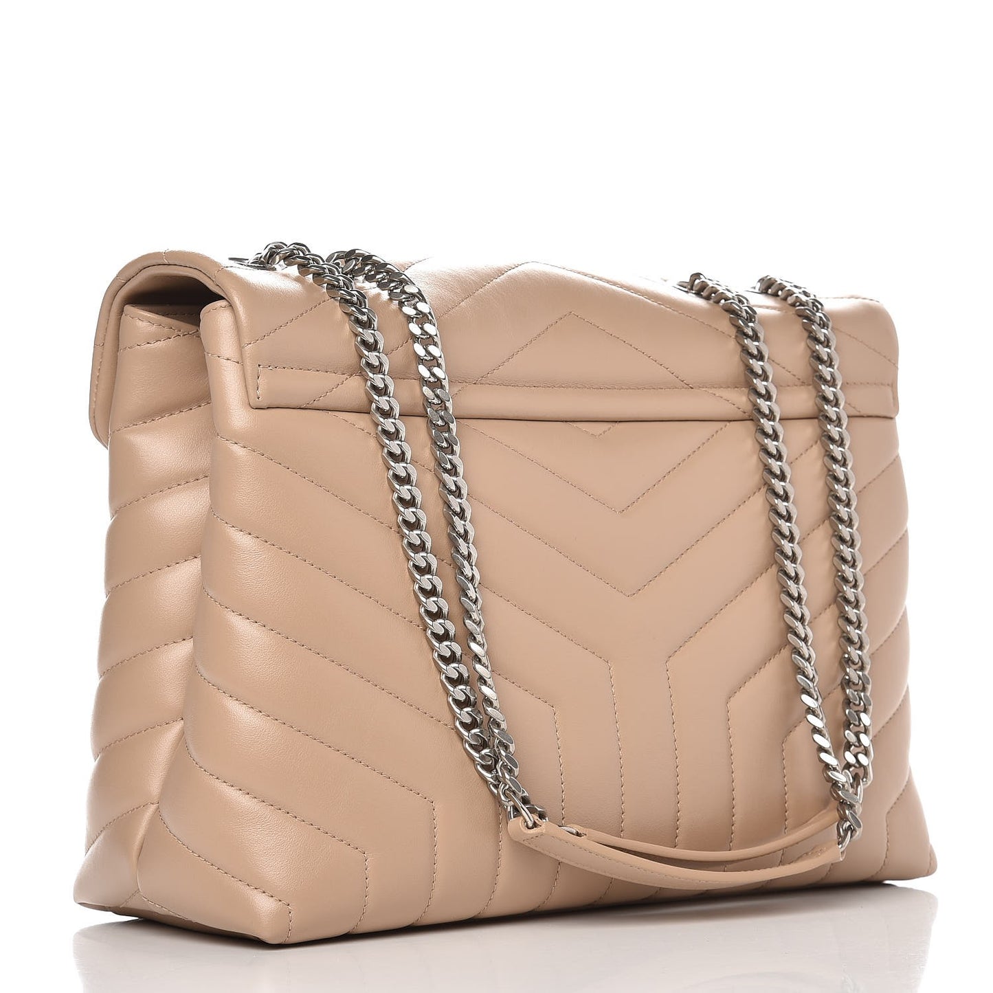 Calfskin Y Quilted Monogram Medium Loulou Chain Satchel Nude Powder