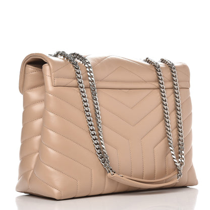Saint Laurent Calfskin Y Quilted Monogram Medium Loulou Chain Satchel Nude Powder 3 of 7