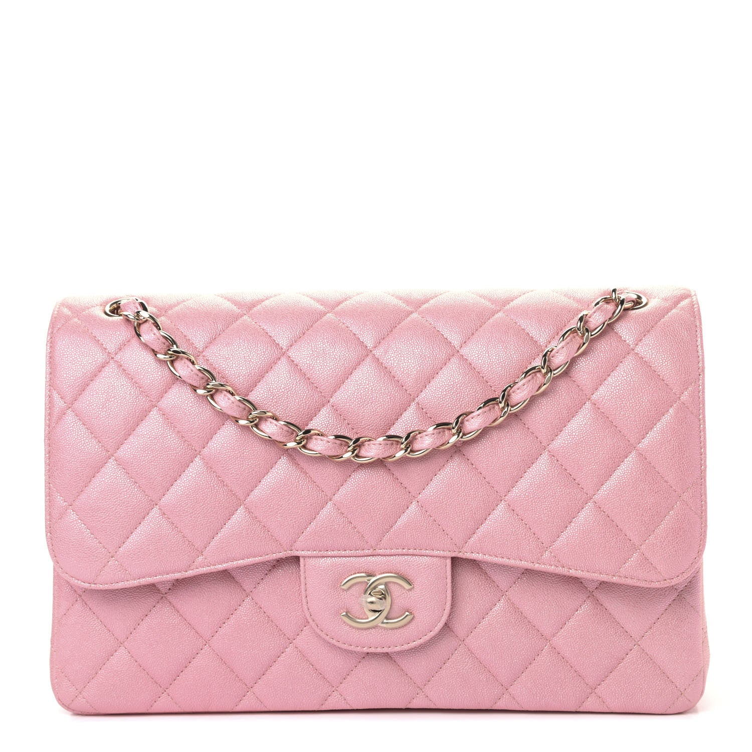 Chanel Iridescent Caviar Quilted Jumbo Double Flap Rose Pink 1 of 9
