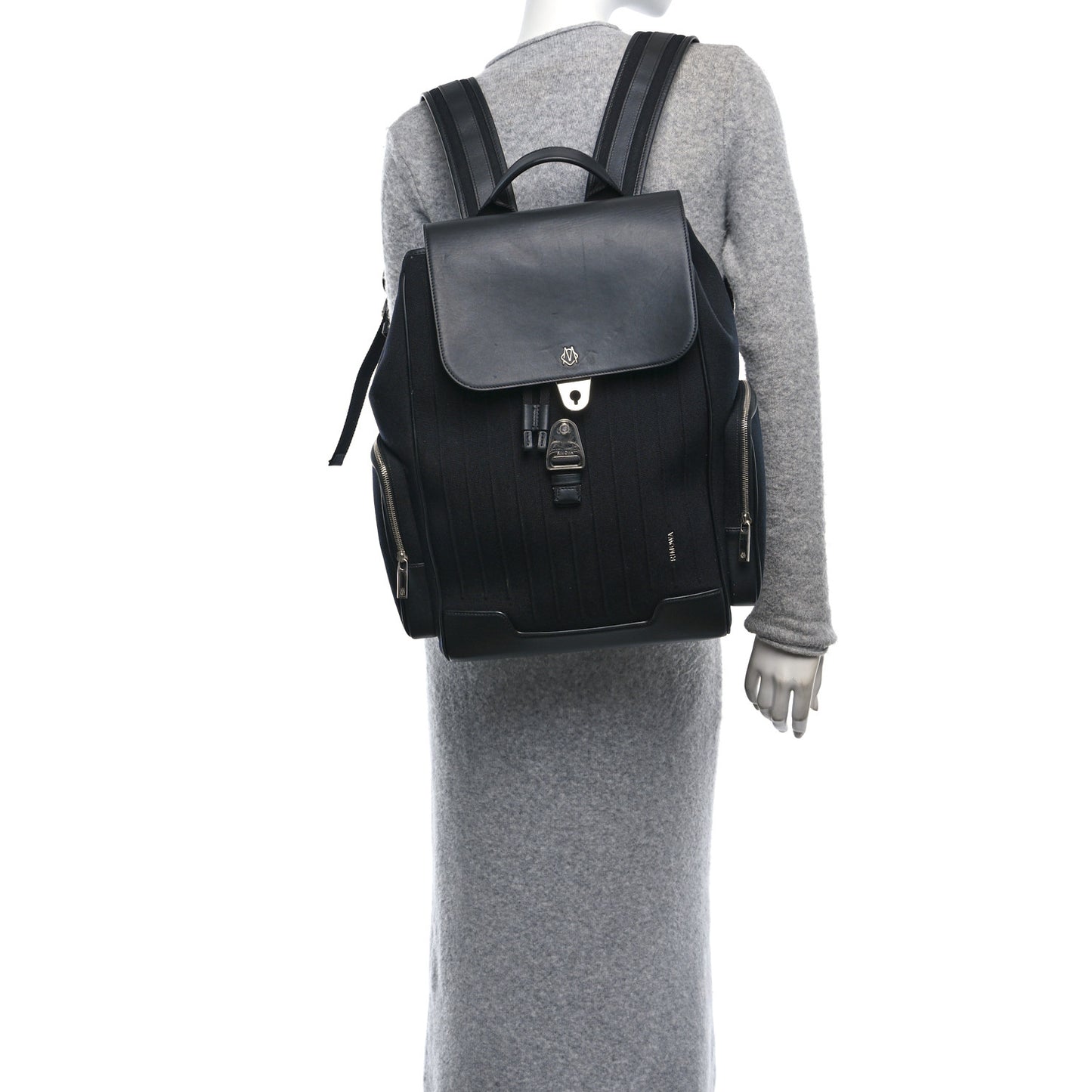 Canvas Calfskin Never Still Large Backpack Black