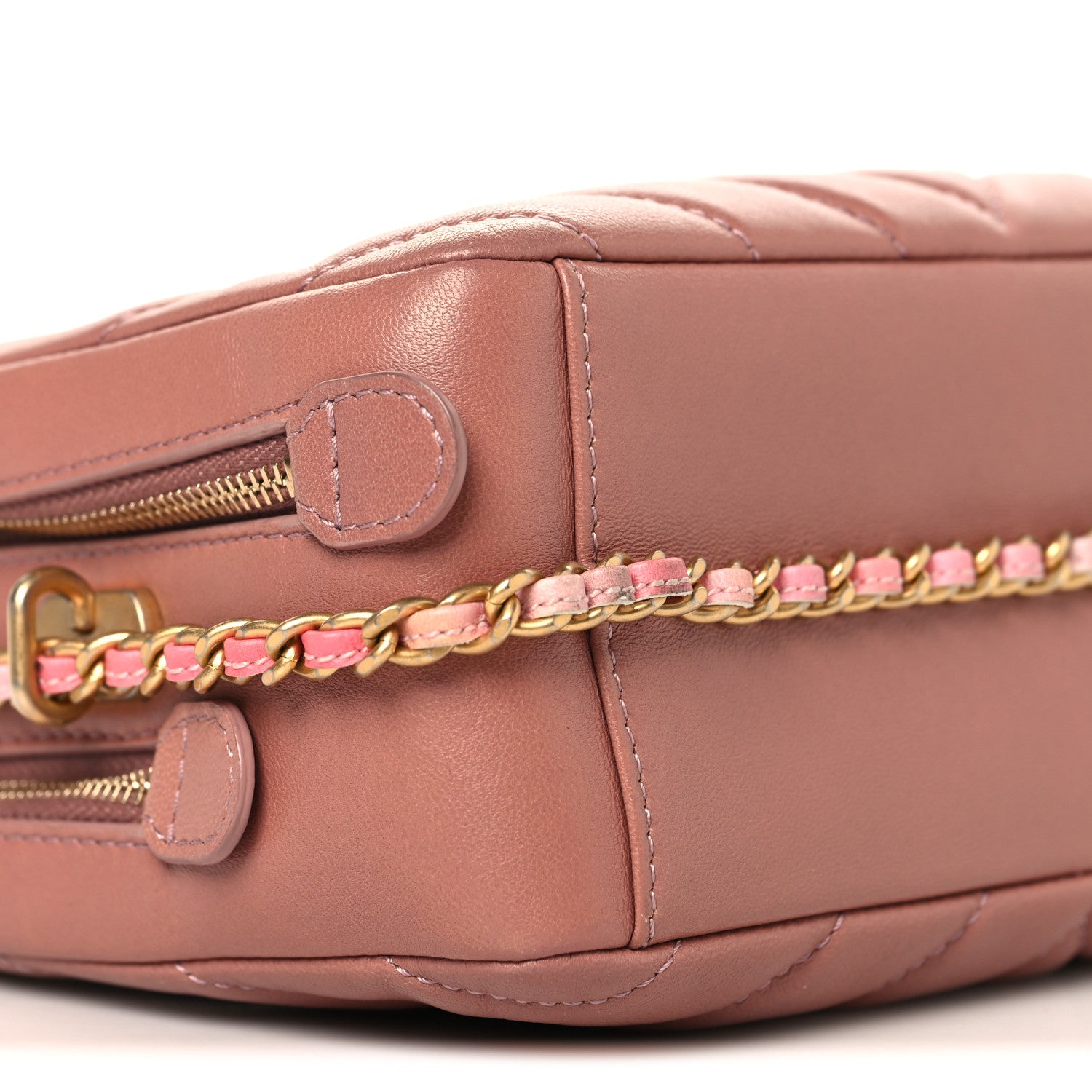Chanel Lambskin Chevron Quilted Chain Around Camera Case Pink 10 of 12