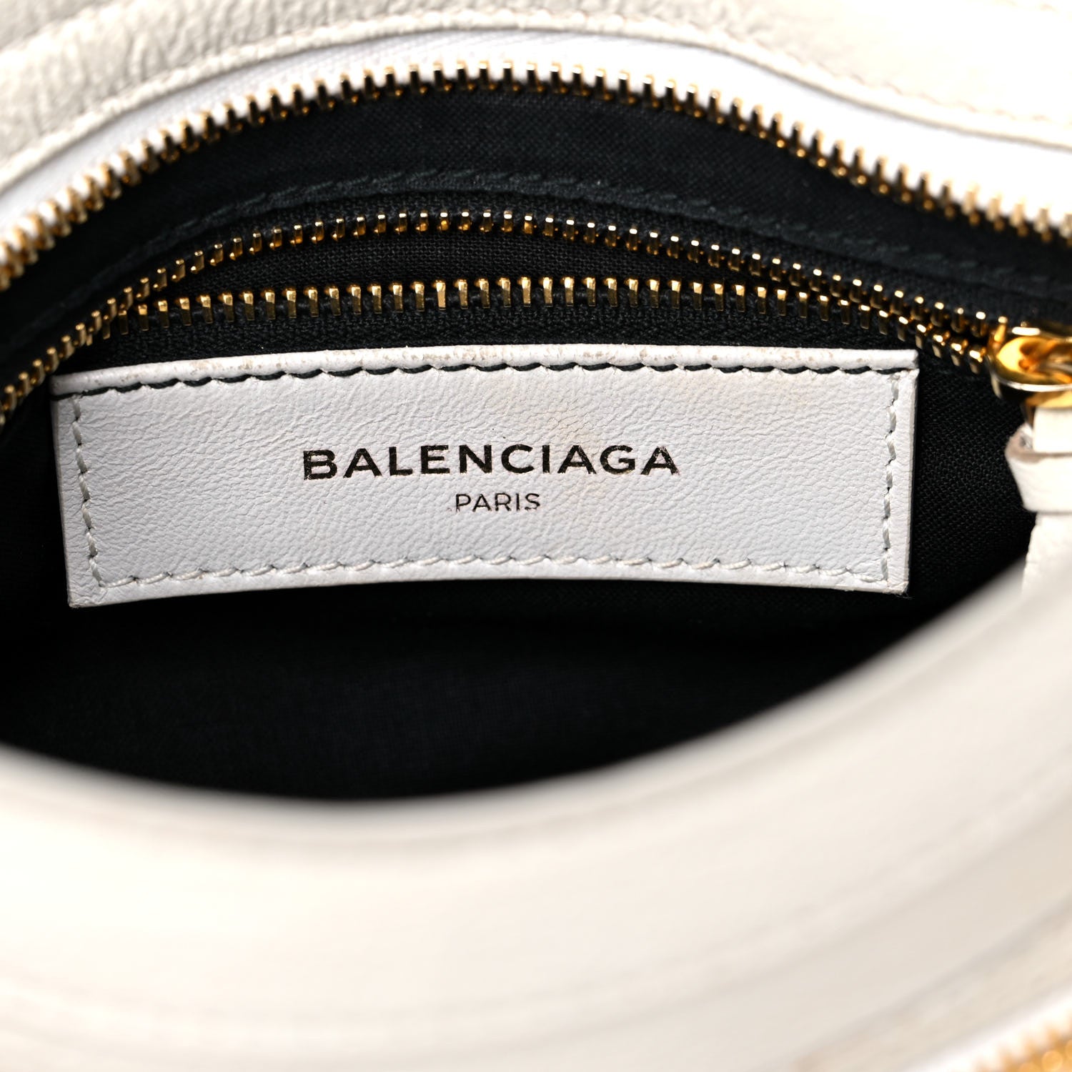 Balenciaga Chevre Gold Metallic Edge Hardware Mini City White