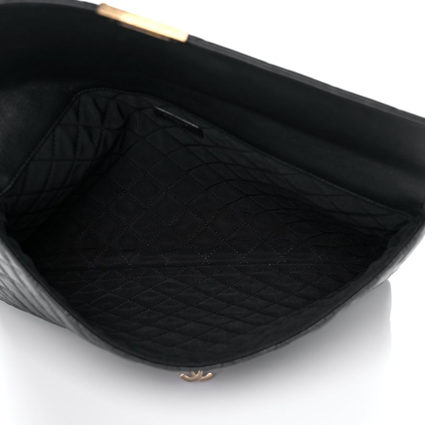 Caviar Quilted Large Golden Class Pouch Black