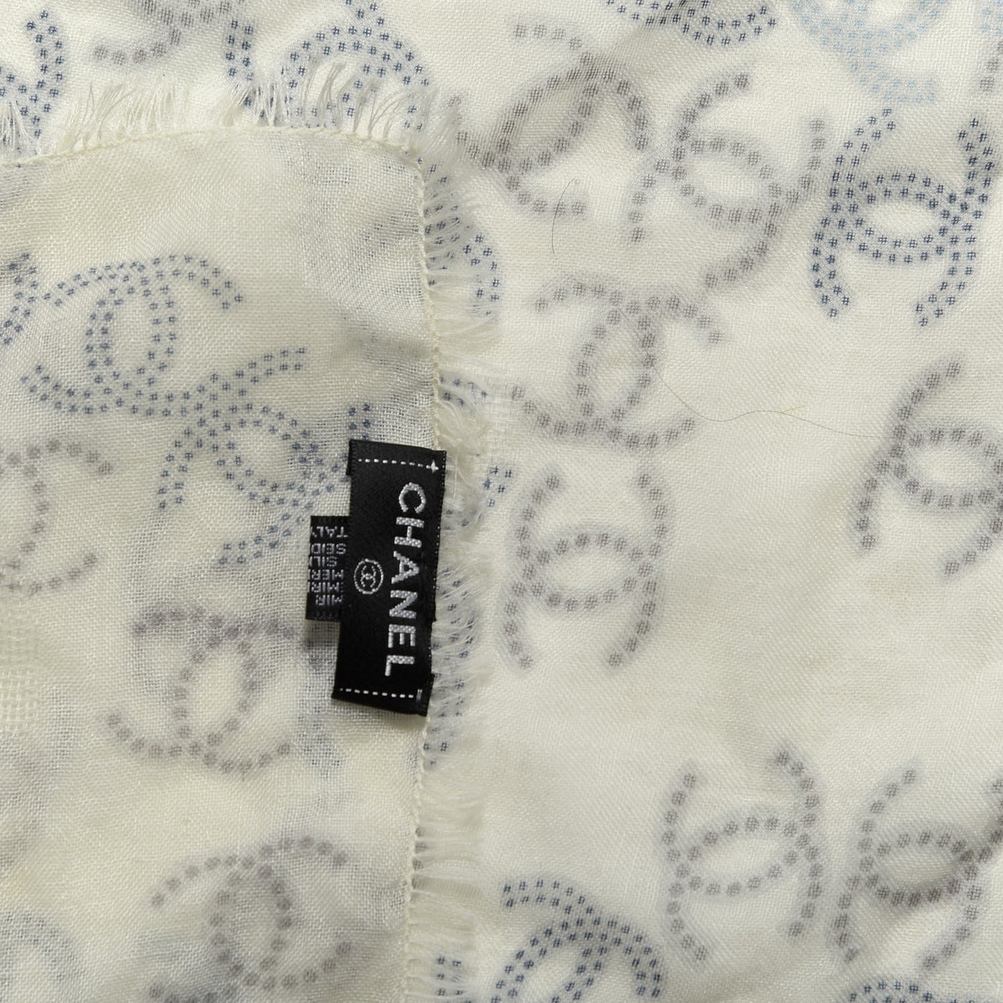 Cashmere Silk CC Scarf White Gray