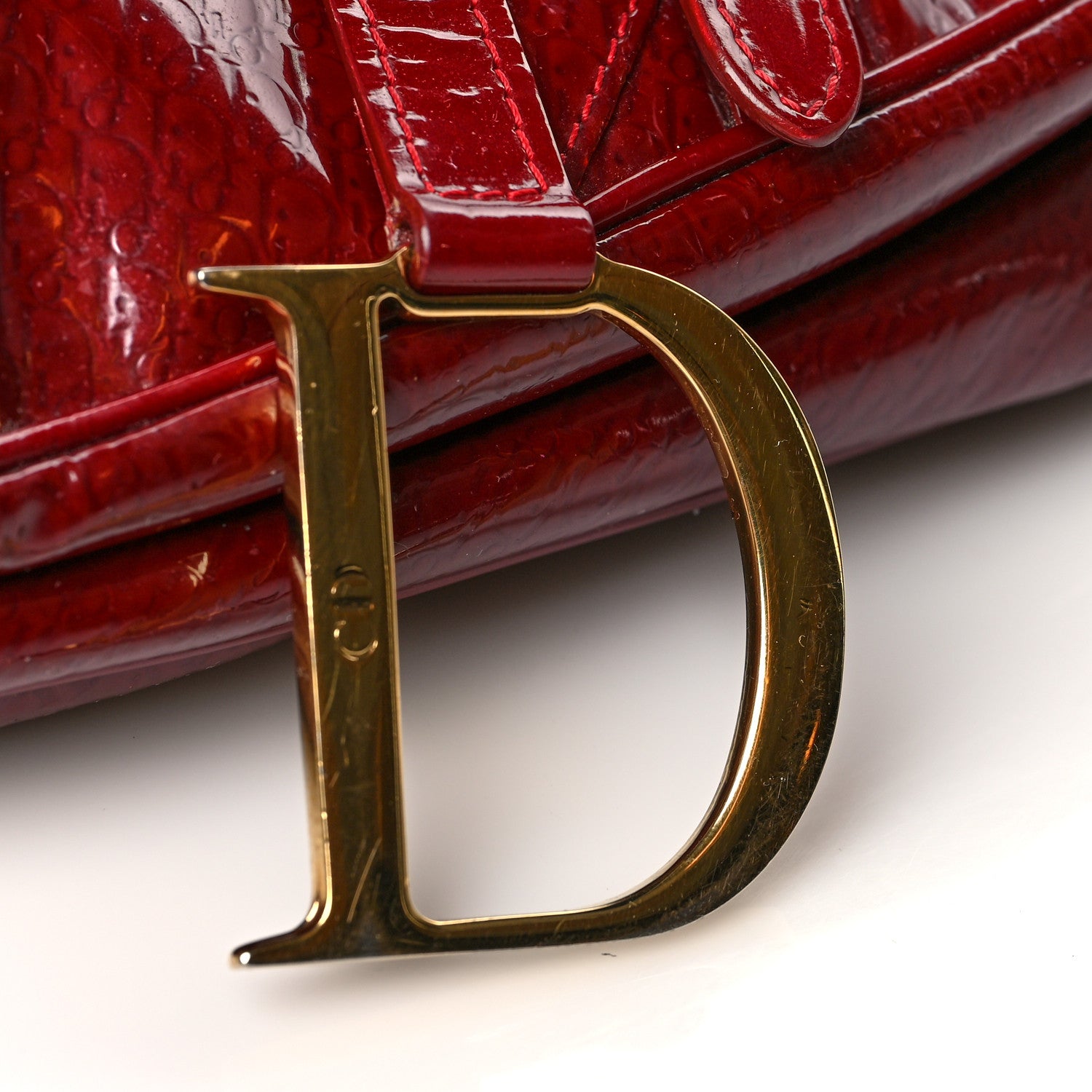 Christian Dior Patent Diorissimo Saddle Bag Dark Red 13 of 13