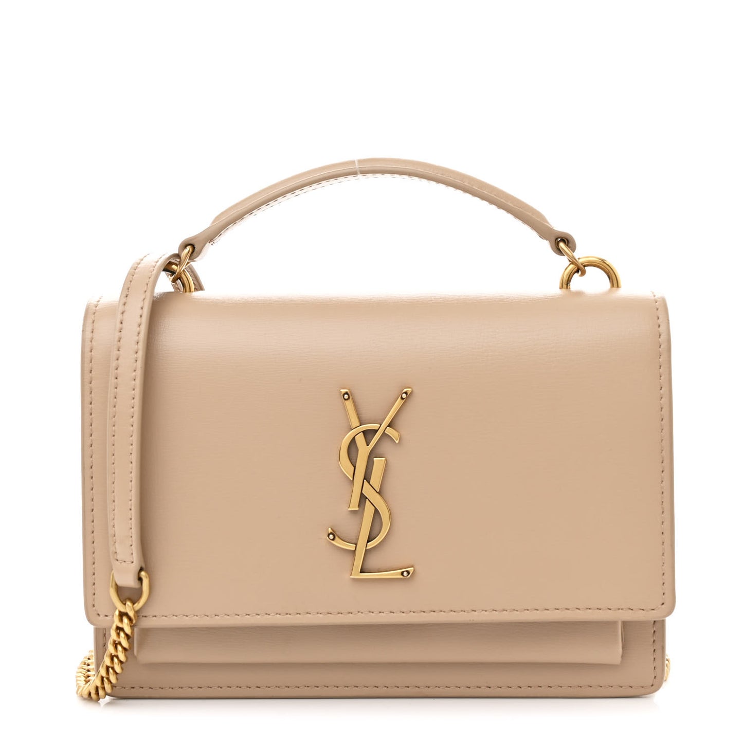 Calfskin Monogram Sunset Chain Wallet Dark Beige