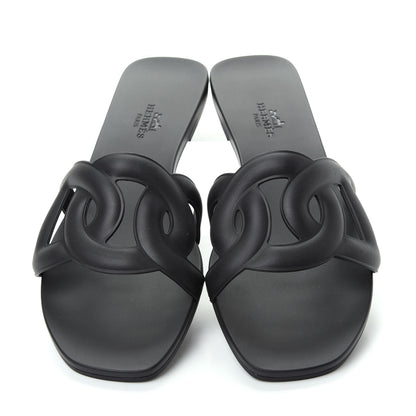 Hermes Rubber Aloha Sandals 38 Black 5 of 10