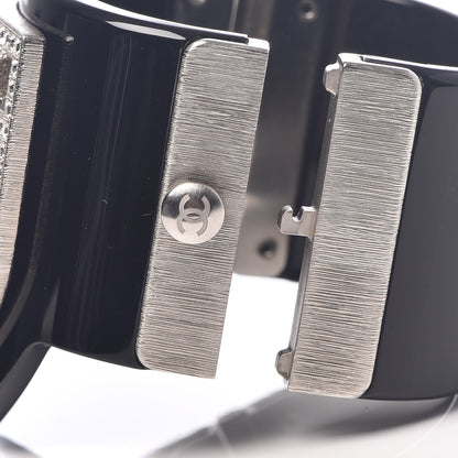 Chanel Resin Swarovski Baguette Crystal CC Shield Cuff Black 5 of 6