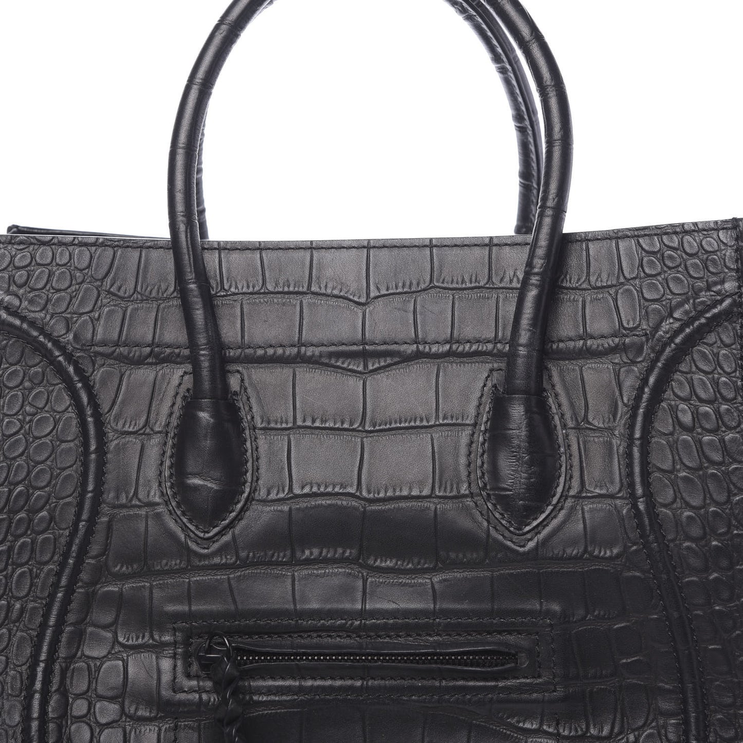 Crocodile Embossed Calfskin Medium Phantom Luggage Black