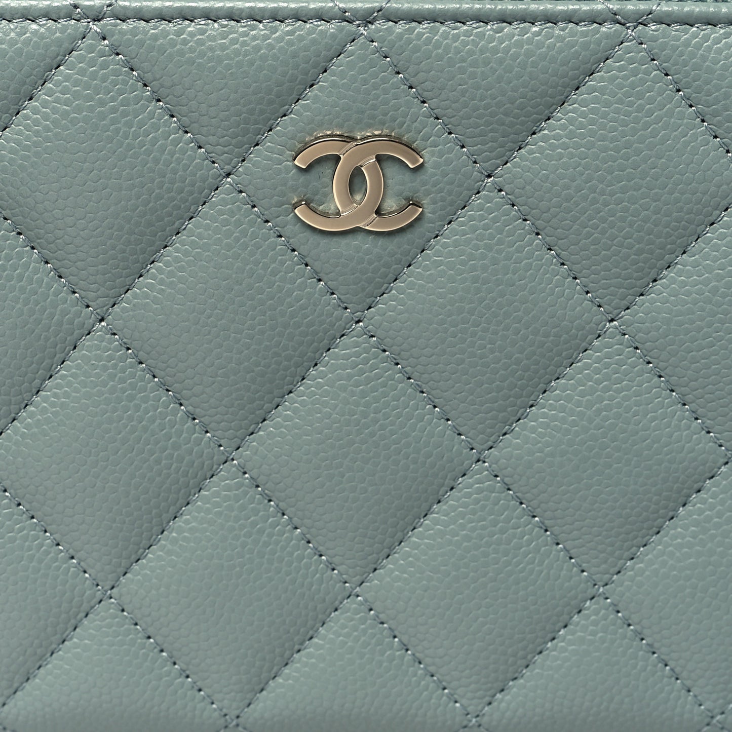 Caviar Quilted Large Gusset Zip Around Wallet Light Blue