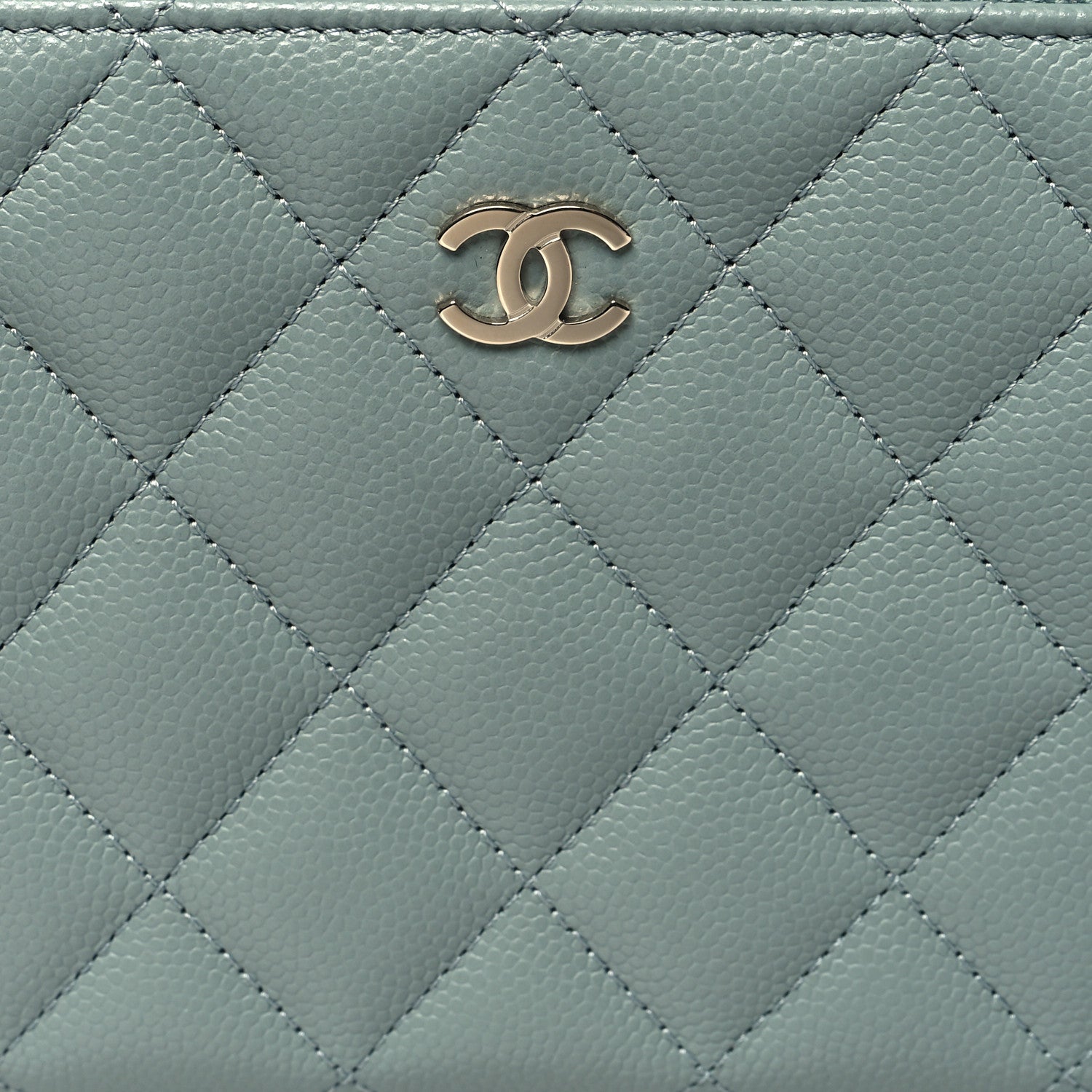 Chanel Caviar Quilted Large Gusset Zip Around Wallet Light Blue 9 of 10