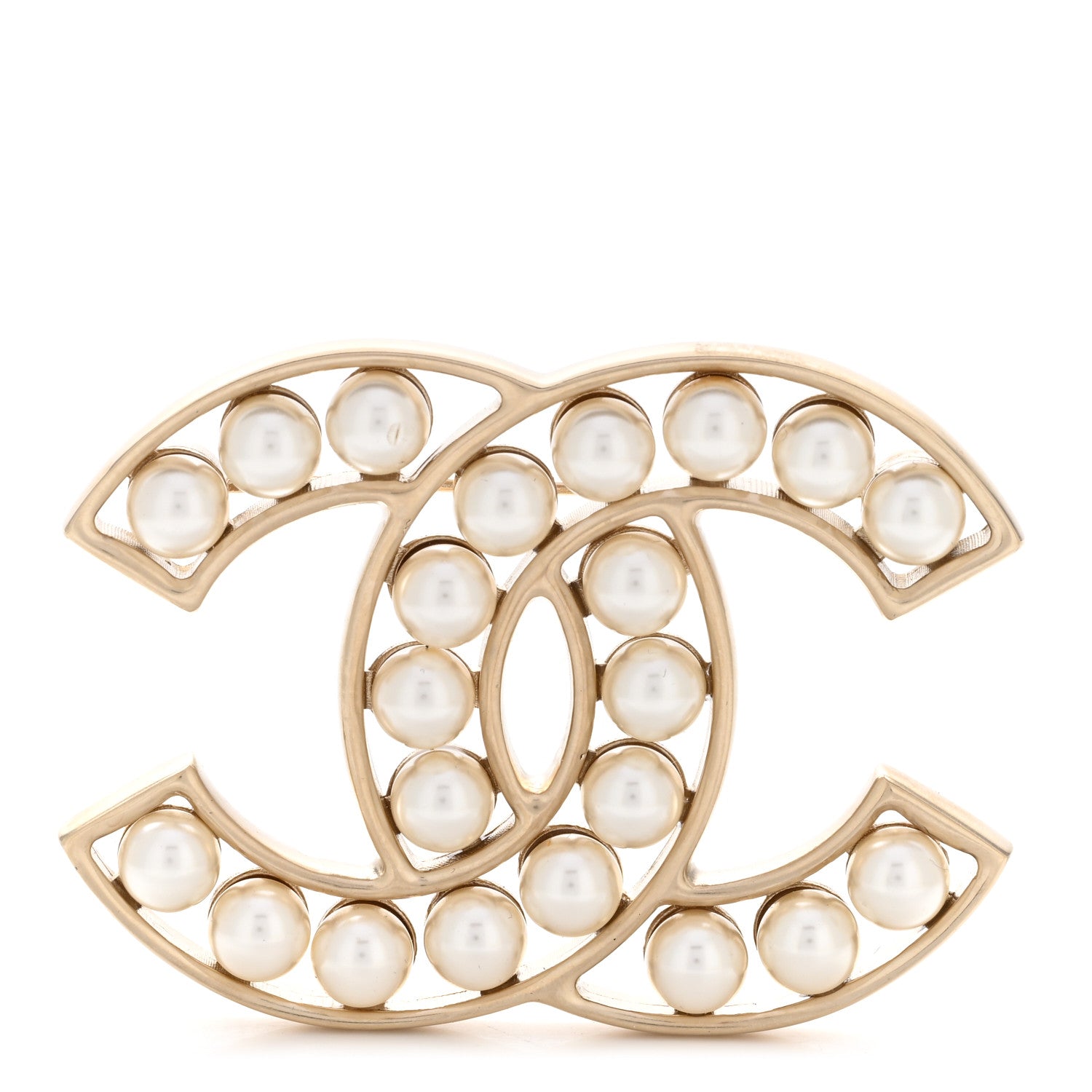 Chanel Pearl CC Brooch Light Gold 1 of 5