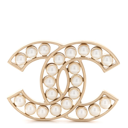 Chanel Pearl CC Brooch Light Gold 1 of 5