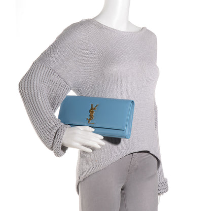 Saint Laurent Calfskin Classic Monogram Clutch Ice Blue 2 of 8