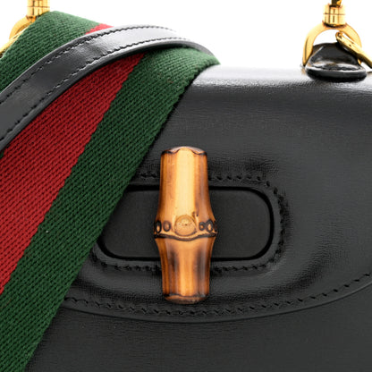 Gucci Boarded Dyana Lux Calfskin Web MIni Bamboo 1947 Top Handle Bag Black 9 of 12