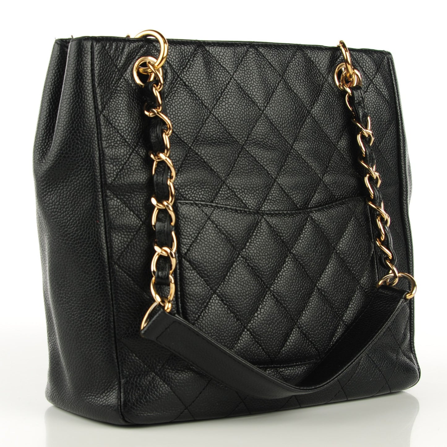 Caviar Quilted Petit Shopping Tote PST Black