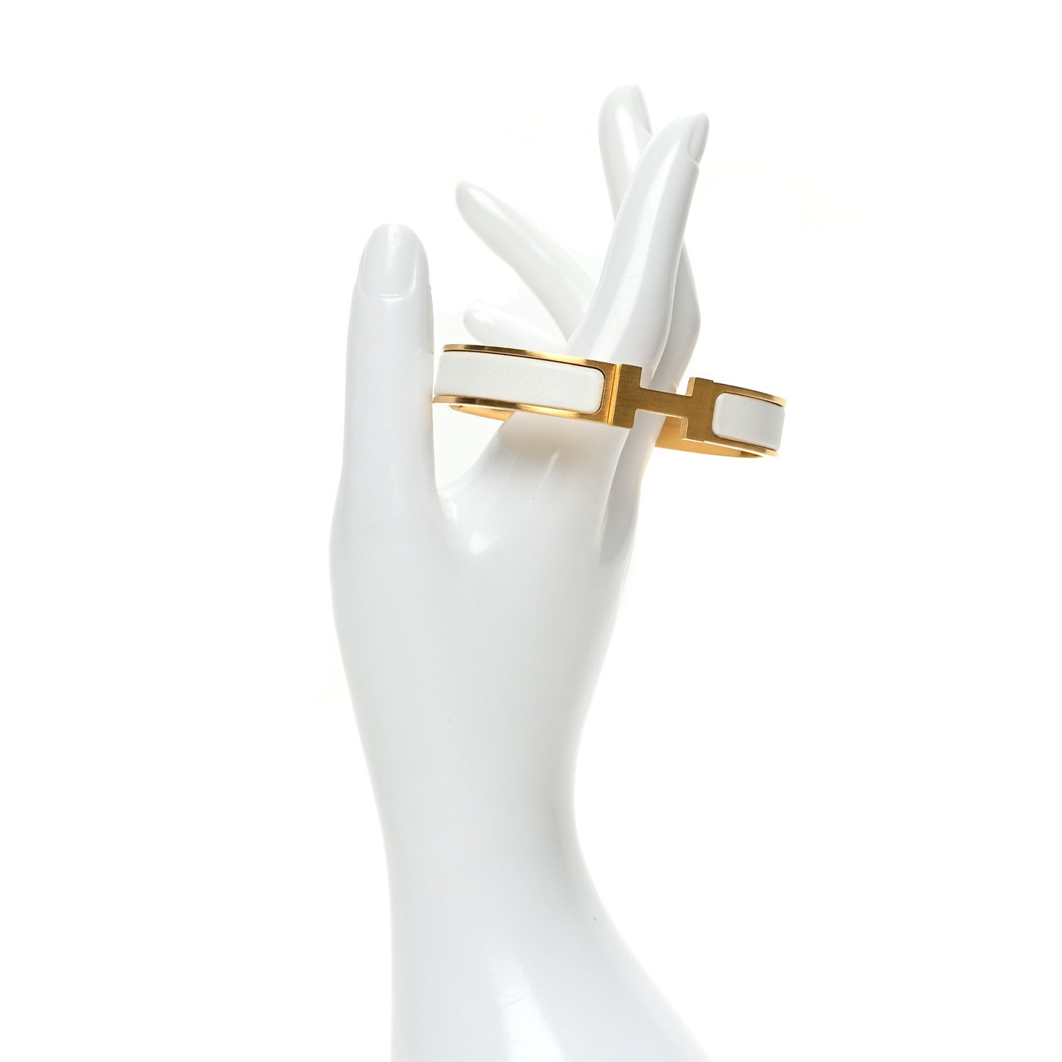 Hermes Matte Enamel Narrow Clic Clac HH Bracelet GM White 2 of 5