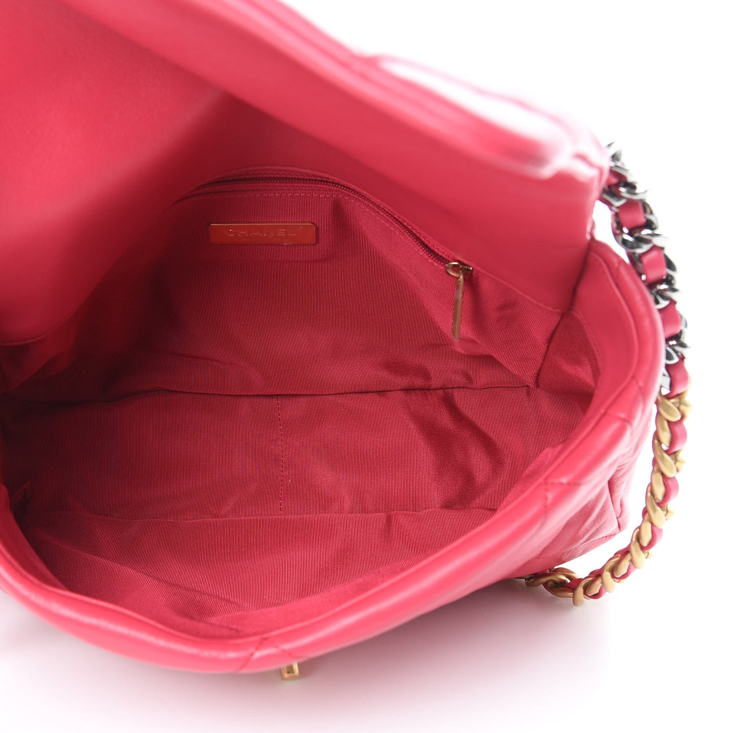 Lambskin Quilted Large 19 Flap Dark Pink