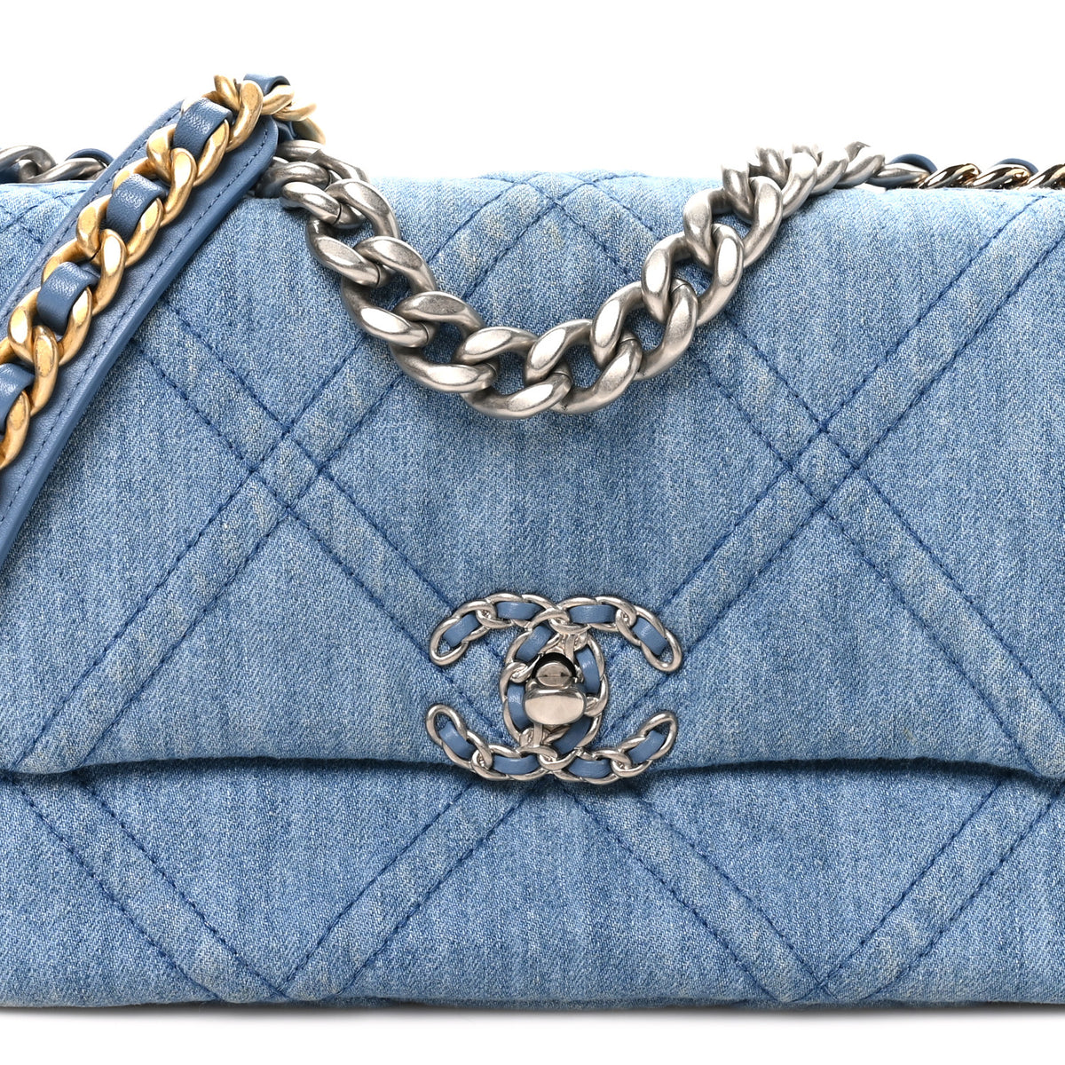 Chanel Denim Quilted Medium Chanel 19 Flap Blue 8 of 10