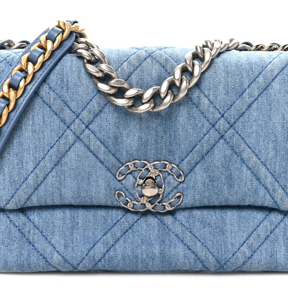 Chanel Denim Quilted Medium Chanel 19 Flap Blue 8 of 10