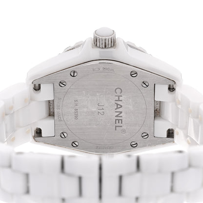 Chanel Stainless Steel Ceramic Diamond Mother of Pearl 33mm J12 Quartz Watch White 4 of 4