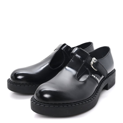 Prada Spazzolato Mens Mary Jane T Strap 40mm Loafers 9 Black 4 of 10