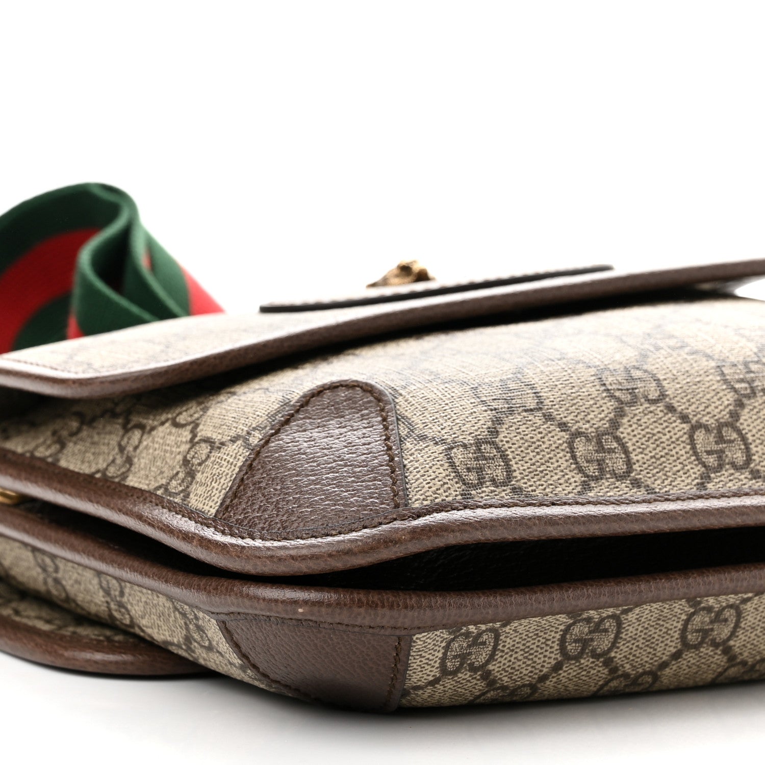 Gucci GG Supreme Monogram Web Small Neo Vintage Double Flap Messenger Bag Beige New Acero 9 of 11