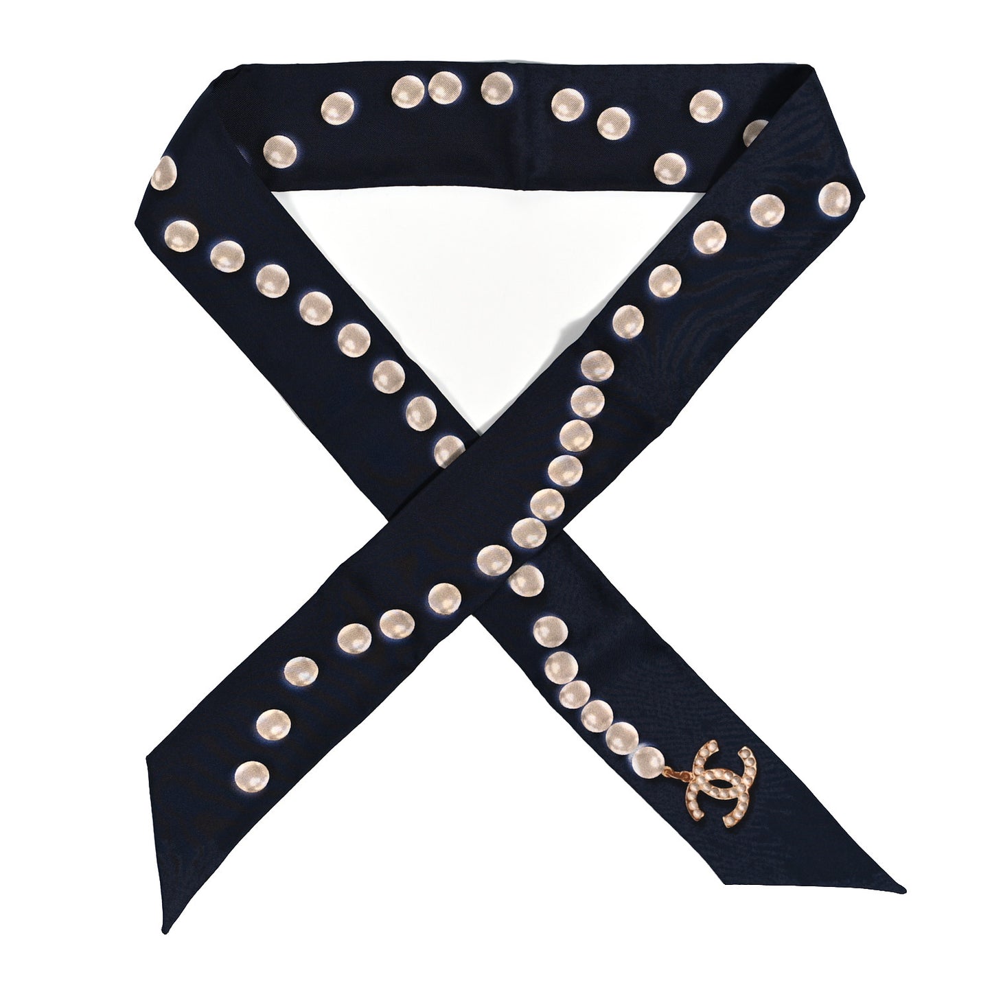 Silk Pearl CC Slim Bandeau Scarf Dark Navy