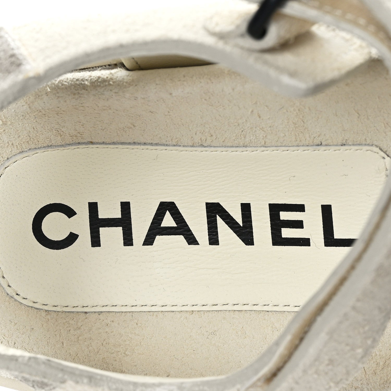 Chanel Suede Calfskin Velcro Flat Sandals 39 Ivory Dark Beige 7 of 8